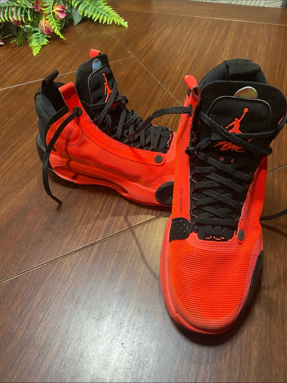 Jordan Red and Black High-Top Basketball Sneakers